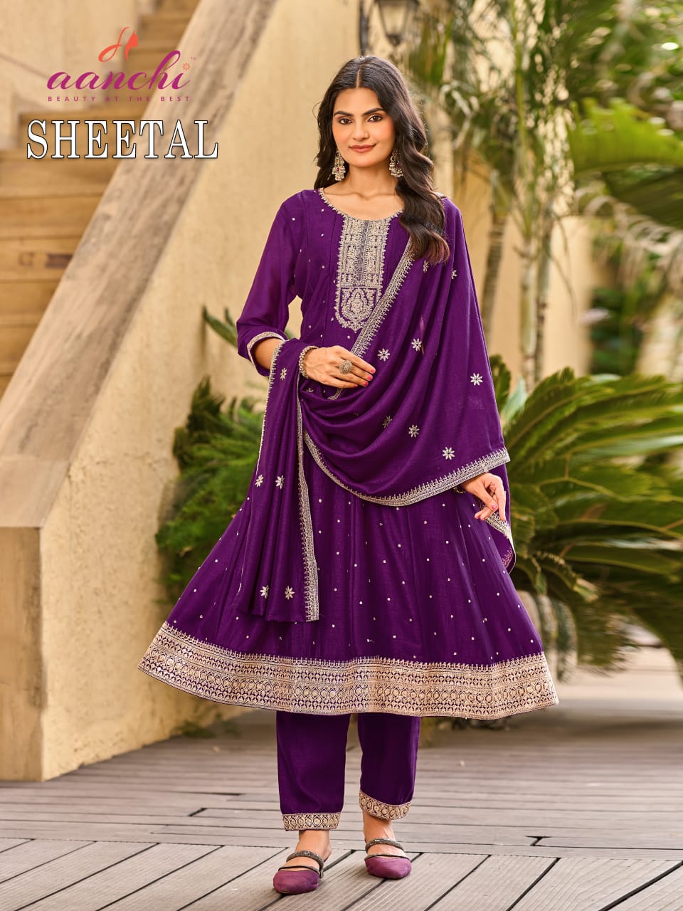 Sheetal Aanchi Vichitra Silk Readymade Anarkali Suits Wholesale Price