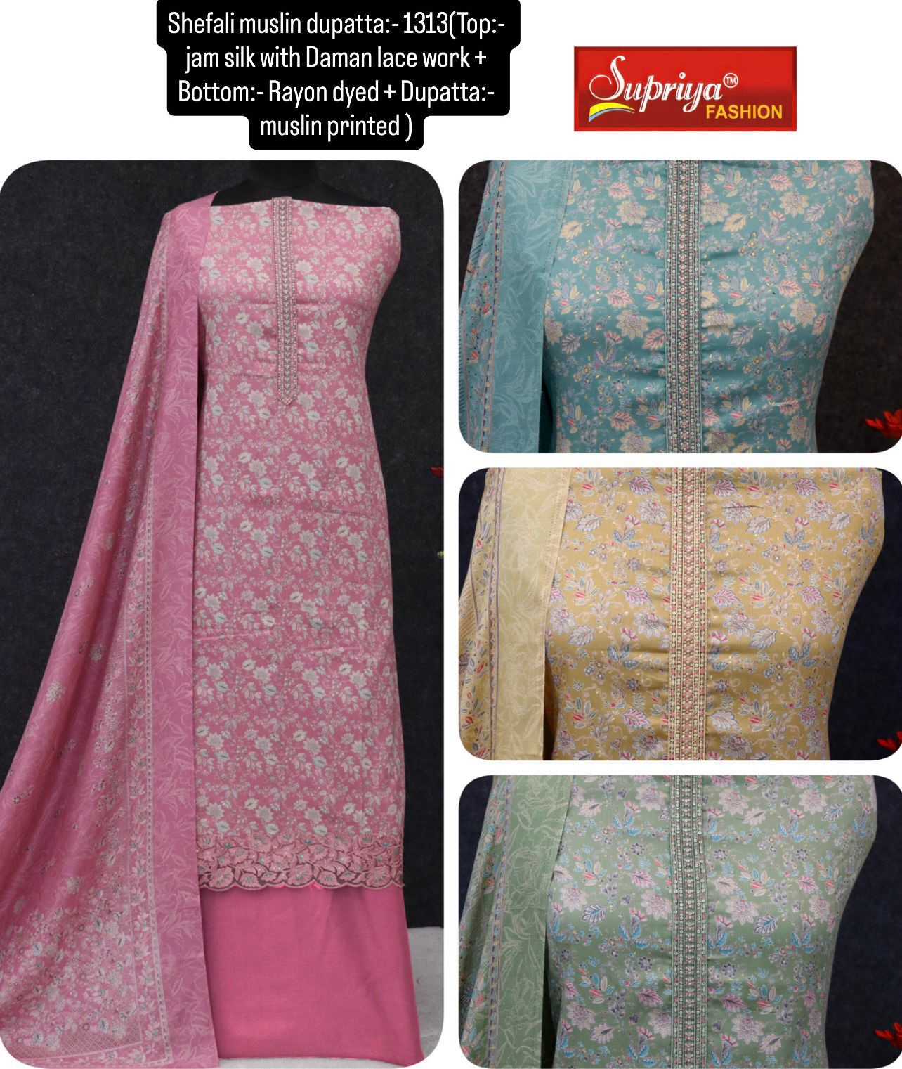 Shefali 09 Supriya Fashion Jam Silk Salwar Suits Exporter Ahmedabad