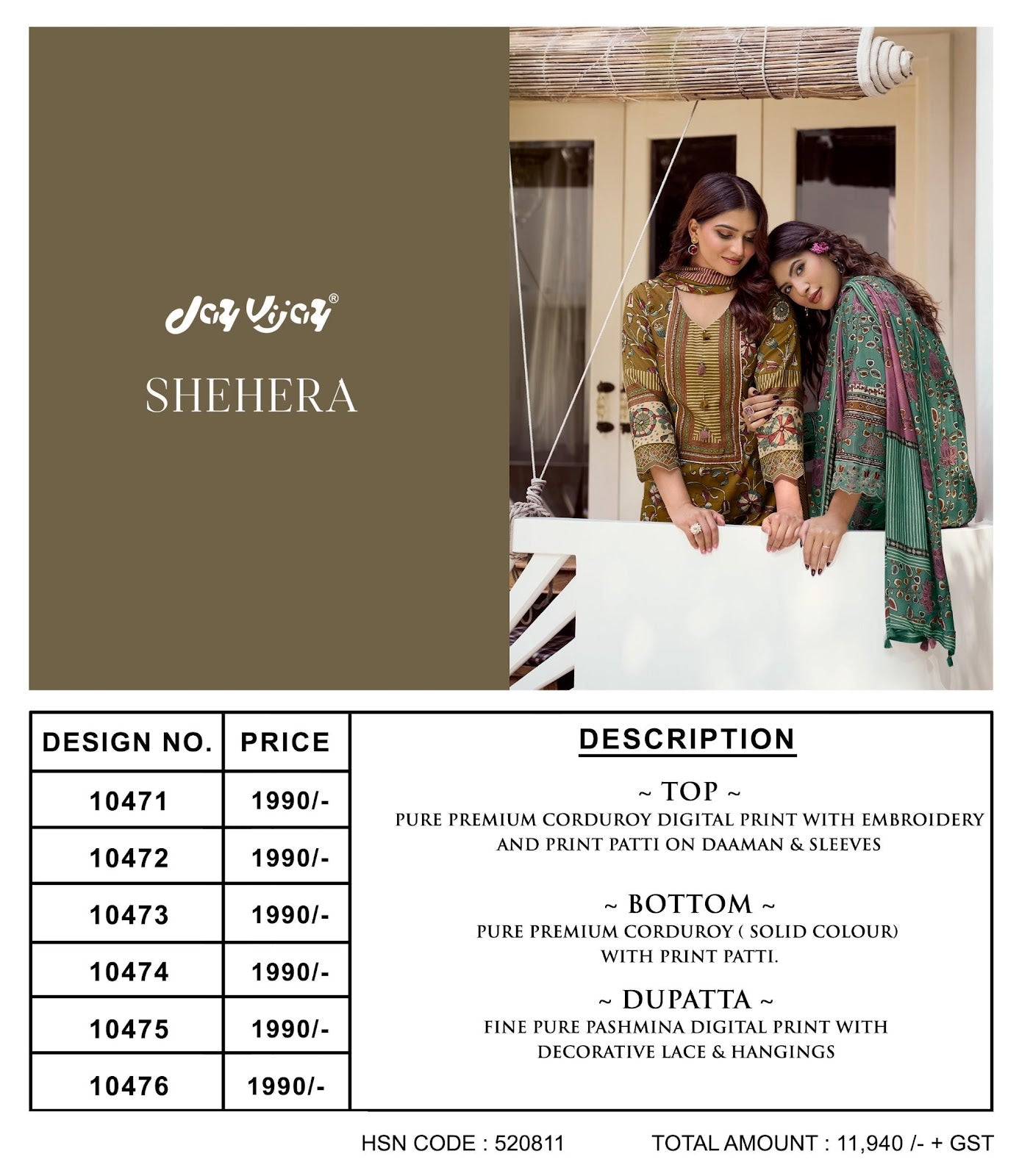 Shehera Jay Vijay Pant Style Suits Manufacturer India