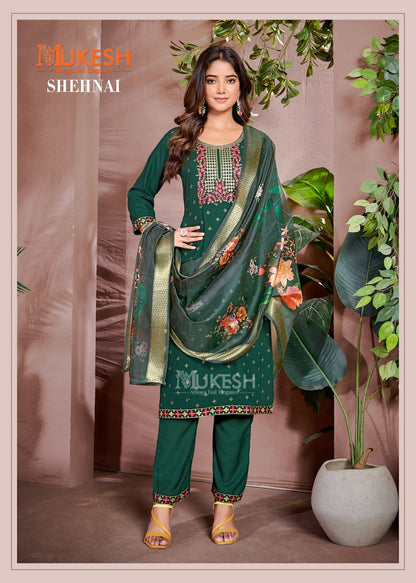 Shehnai Banwery Rayon 14Kg Readymade Pant Style Suits Supplier India