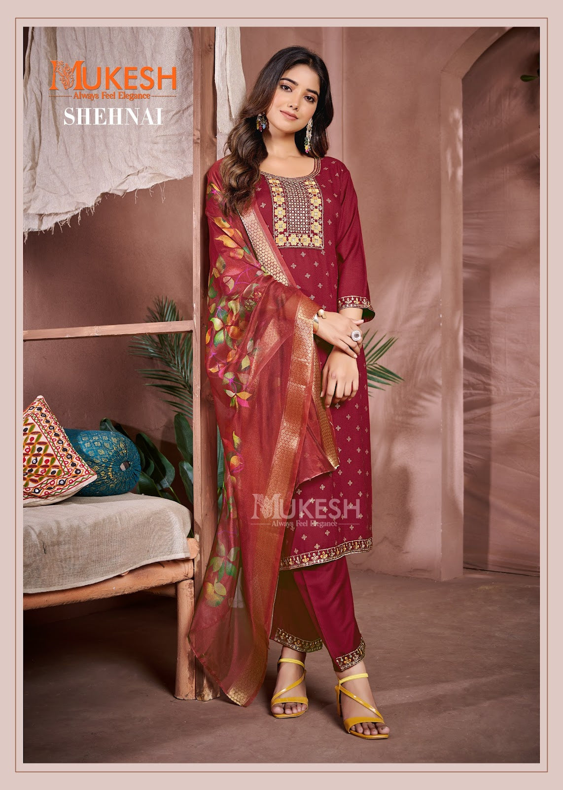 Shehnai Banwery Rayon 14Kg Readymade Pant Style Suits Supplier India