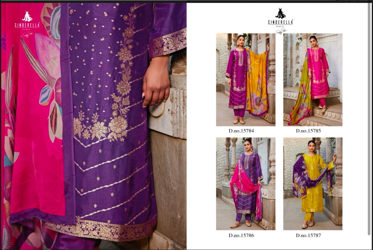 Shehnai Cinderella Silk Jacquard Pant Style Suits Manufacturer India