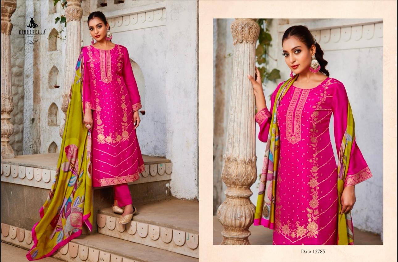Shehnai Cinderella Silk Jacquard Pant Style Suits Manufacturer India