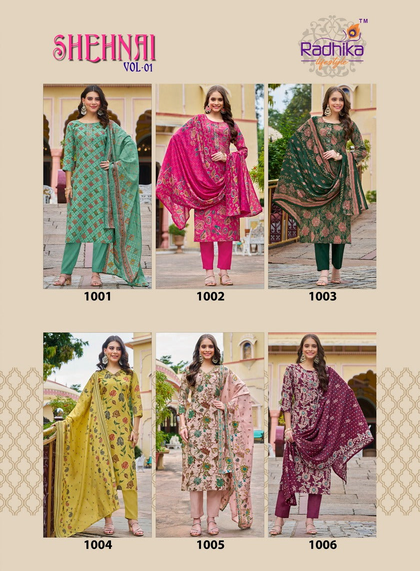 Shehnai Vol 1 Radhika Lifestyle Vartican Readymade Pant Style Suits Exporter Ahmedabad