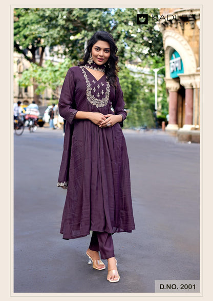 Shehnaz Kadlee Chanderi Readymade Anarkali Suits Exporter Gujarat