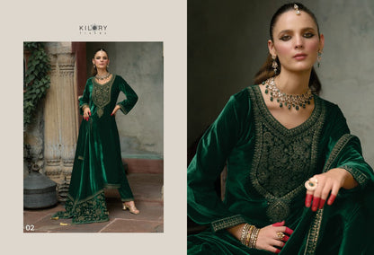 Shehzaadi Kilory Velvet Suits Manufacturer India