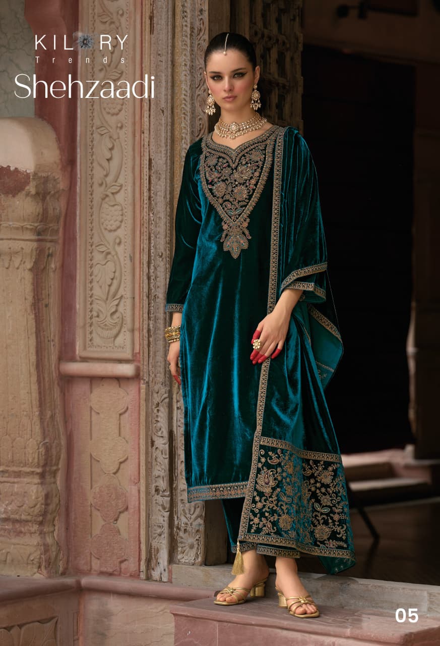 Shehzaadi Kilory Velvet Suits Manufacturer India