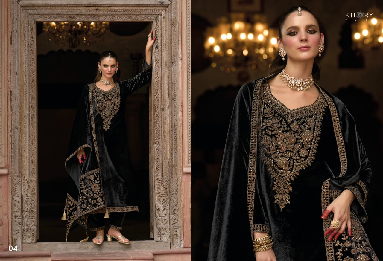 Shehzaadi Kilory Velvet Suits Manufacturer India