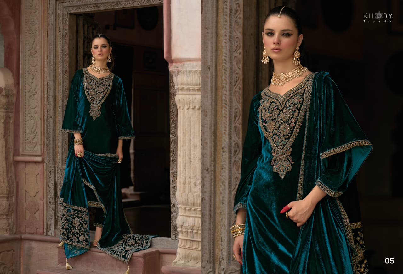 Shehzaadi Kilory Velvet Suits Manufacturer India