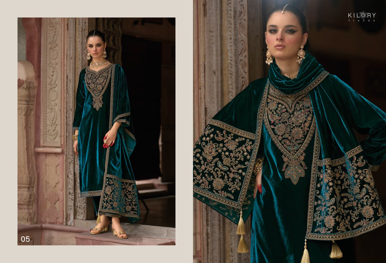 Shehzaadi Kilory Velvet Suits Manufacturer India