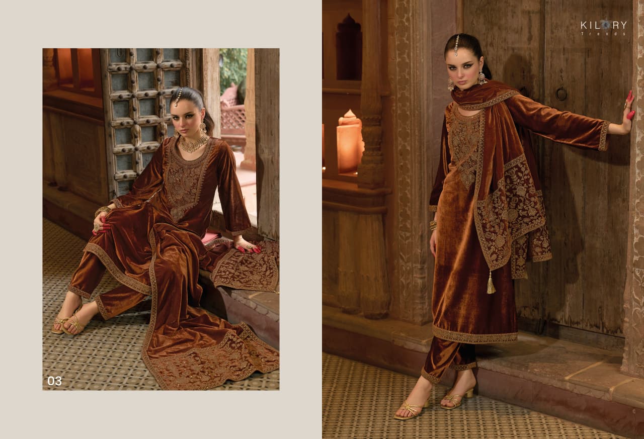 Shehzaadi Kilory Velvet Suits Manufacturer India