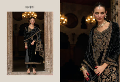 Shehzaadi Kilory Velvet Suits Manufacturer India