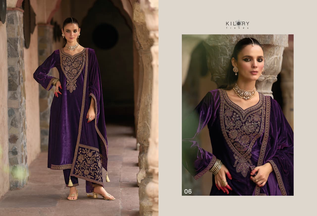Shehzaadi Kilory Velvet Suits Manufacturer India