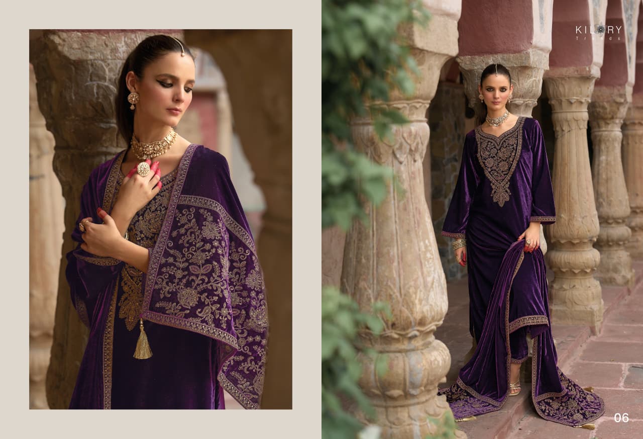 Shehzaadi Kilory Velvet Suits Manufacturer India