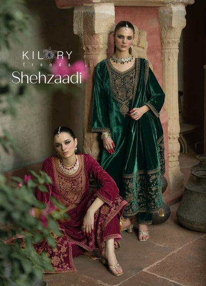 Shehzaadi Kilory Velvet Suits Manufacturer India