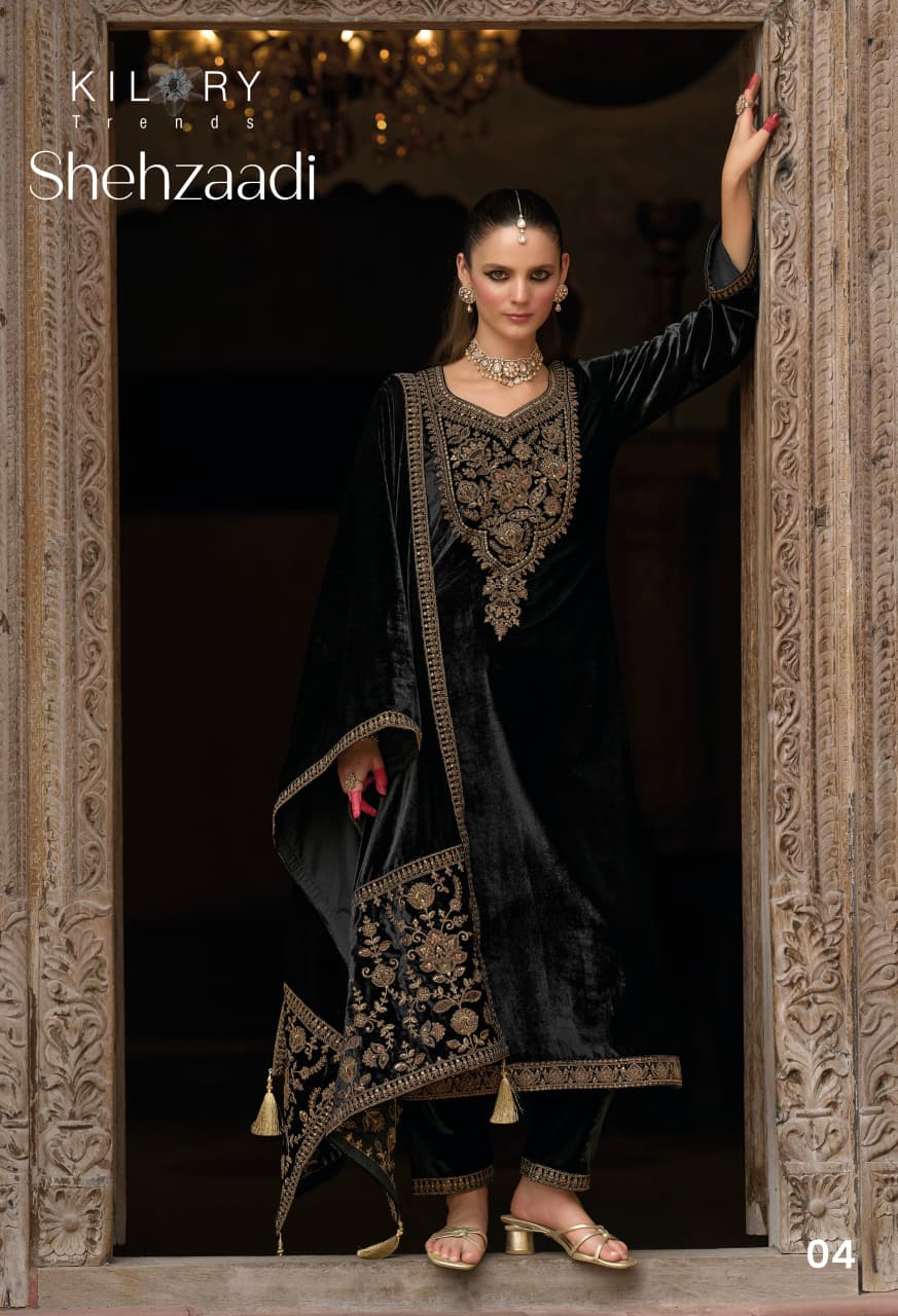 Shehzaadi Kilory Velvet Suits Manufacturer India