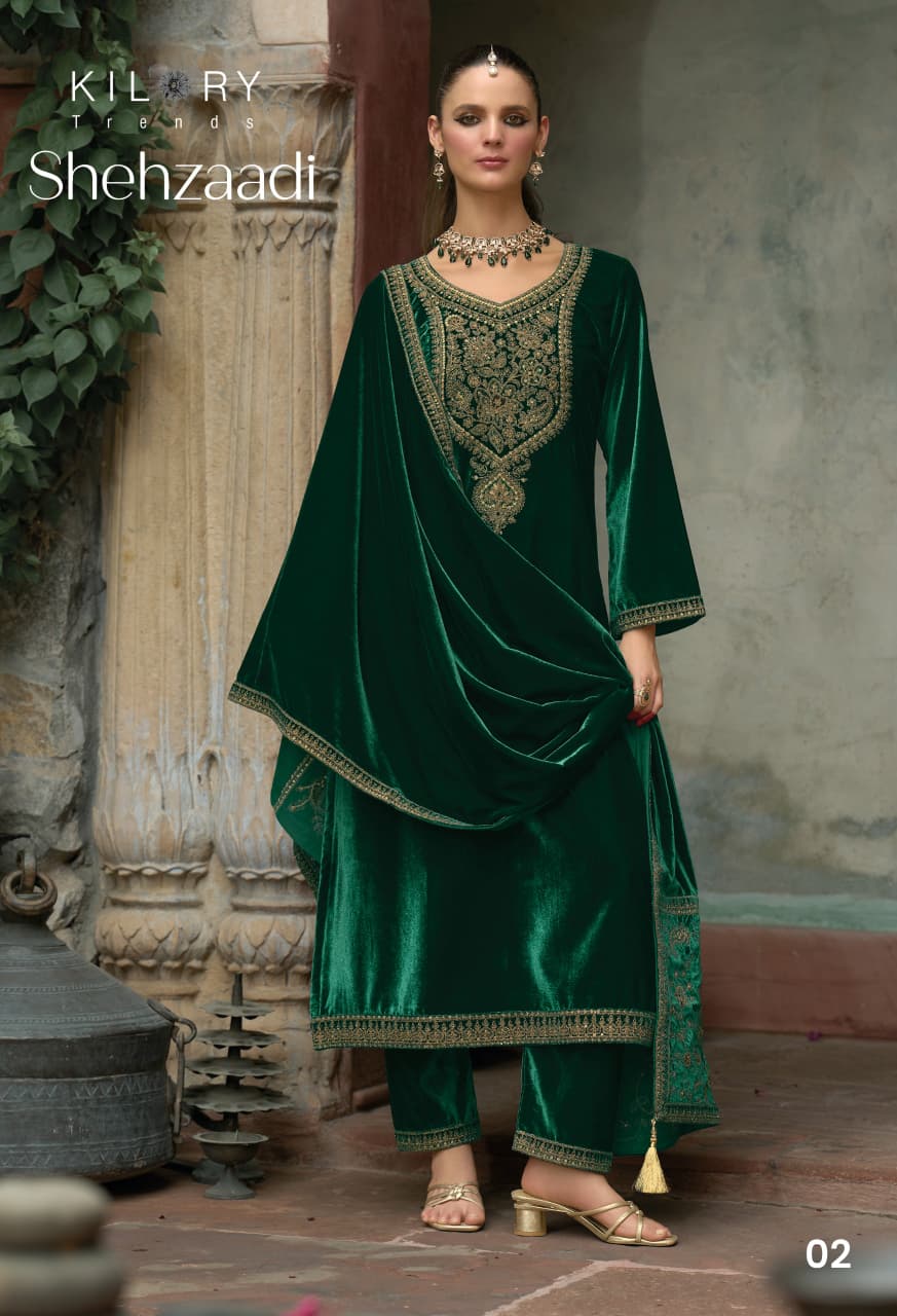 Shehzaadi Kilory Velvet Suits Manufacturer India