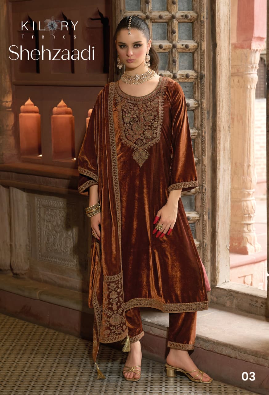 Shehzaadi Kilory Velvet Suits Manufacturer India