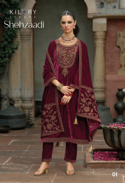 Shehzaadi Kilory Velvet Suits Manufacturer India