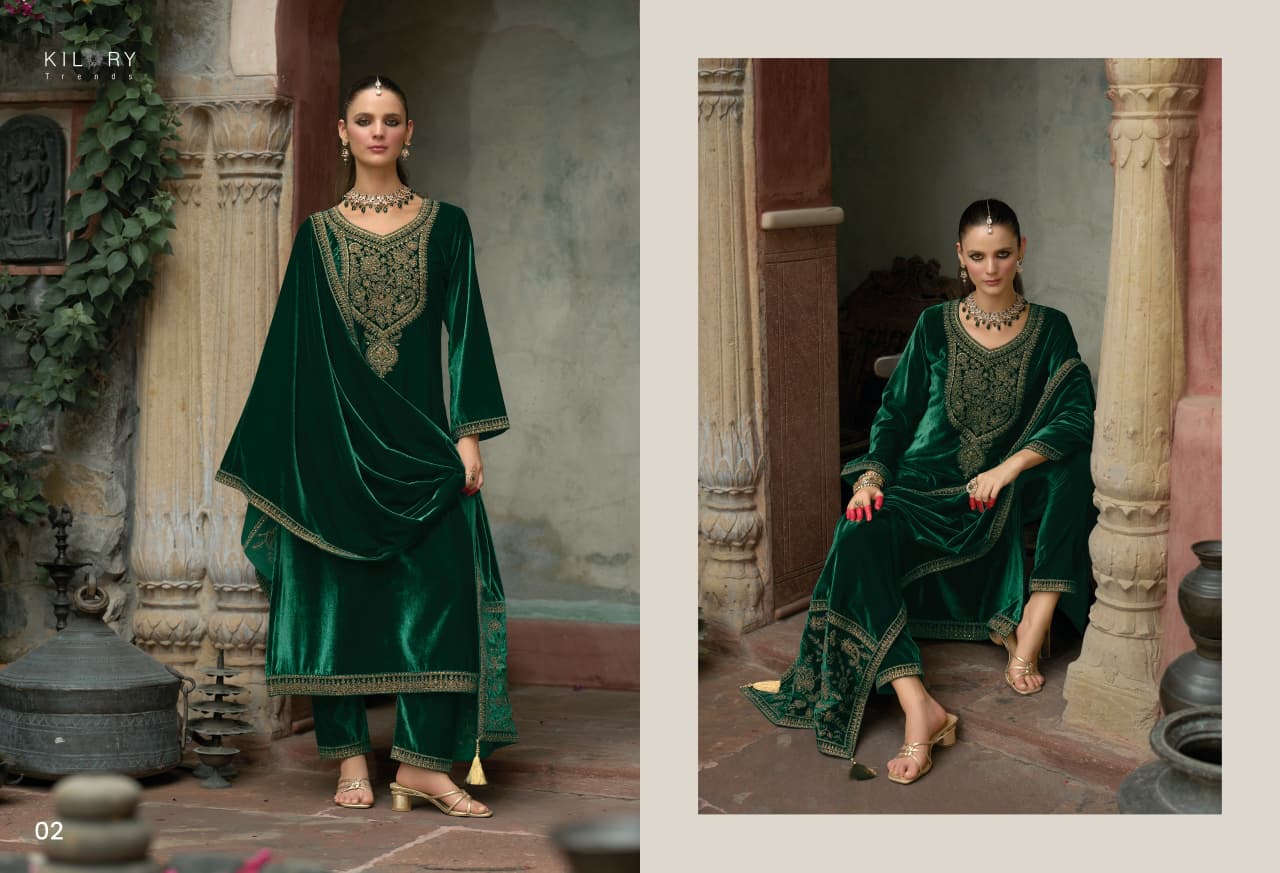 Shehzaadi Kilory Velvet Suits Manufacturer India