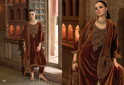 Shehzaadi Kilory Velvet Suits Manufacturer India