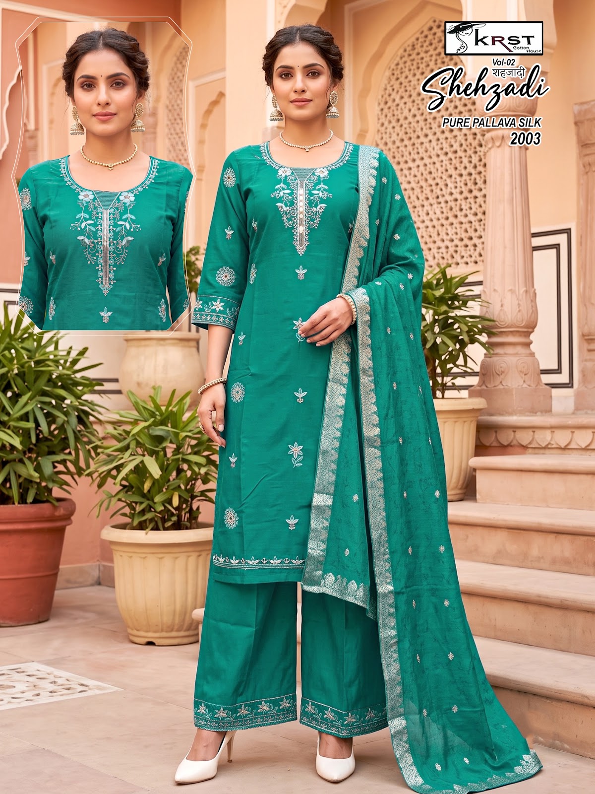 Shehzadi Krst Reyon Readymade Plazzo Style Suits Exporter