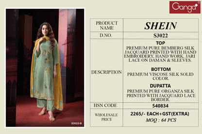 Shein 3022 Ganga Premium Bemberg Plazzo Style Suits Manufacturer