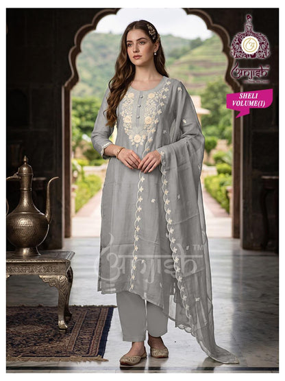 Sheli Anjish Chanderi Readymade Pant Style Suits Wholesaler India