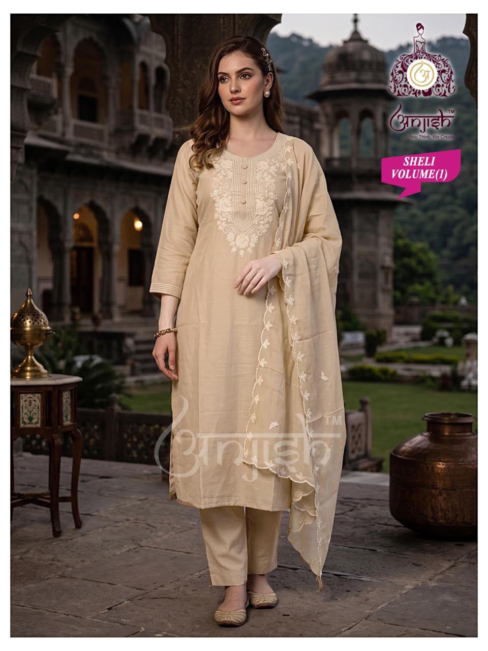 Sheli Anjish Chanderi Readymade Pant Style Suits Wholesaler India
