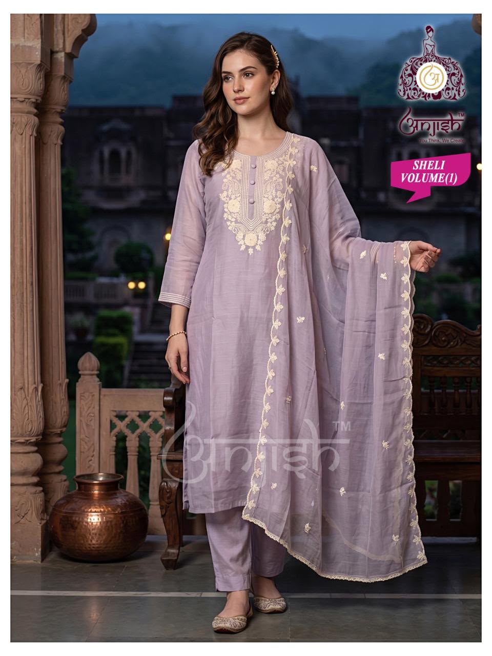 Sheli Anjish Chanderi Readymade Pant Style Suits Wholesaler India