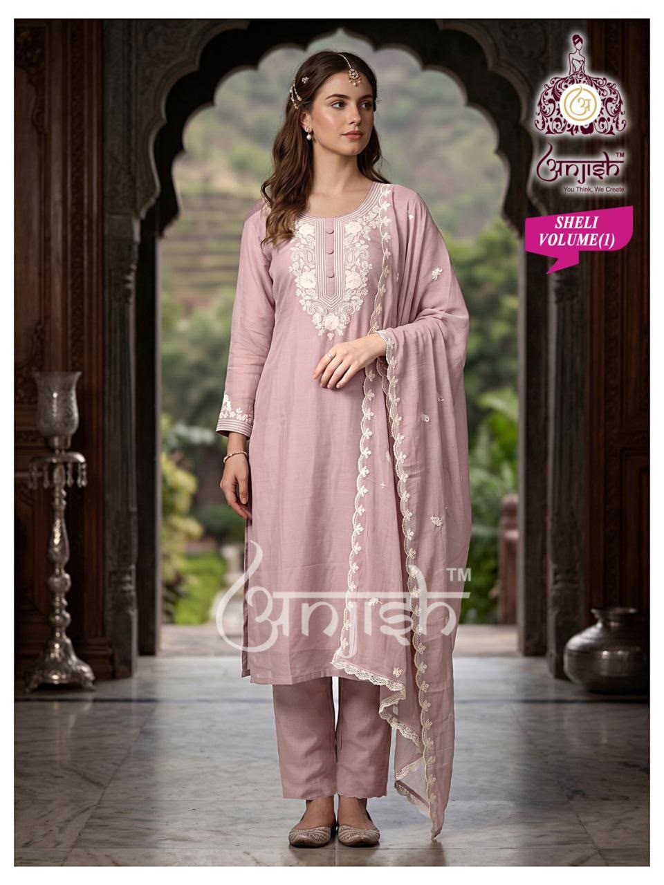 Sheli Anjish Chanderi Readymade Pant Style Suits Wholesaler India