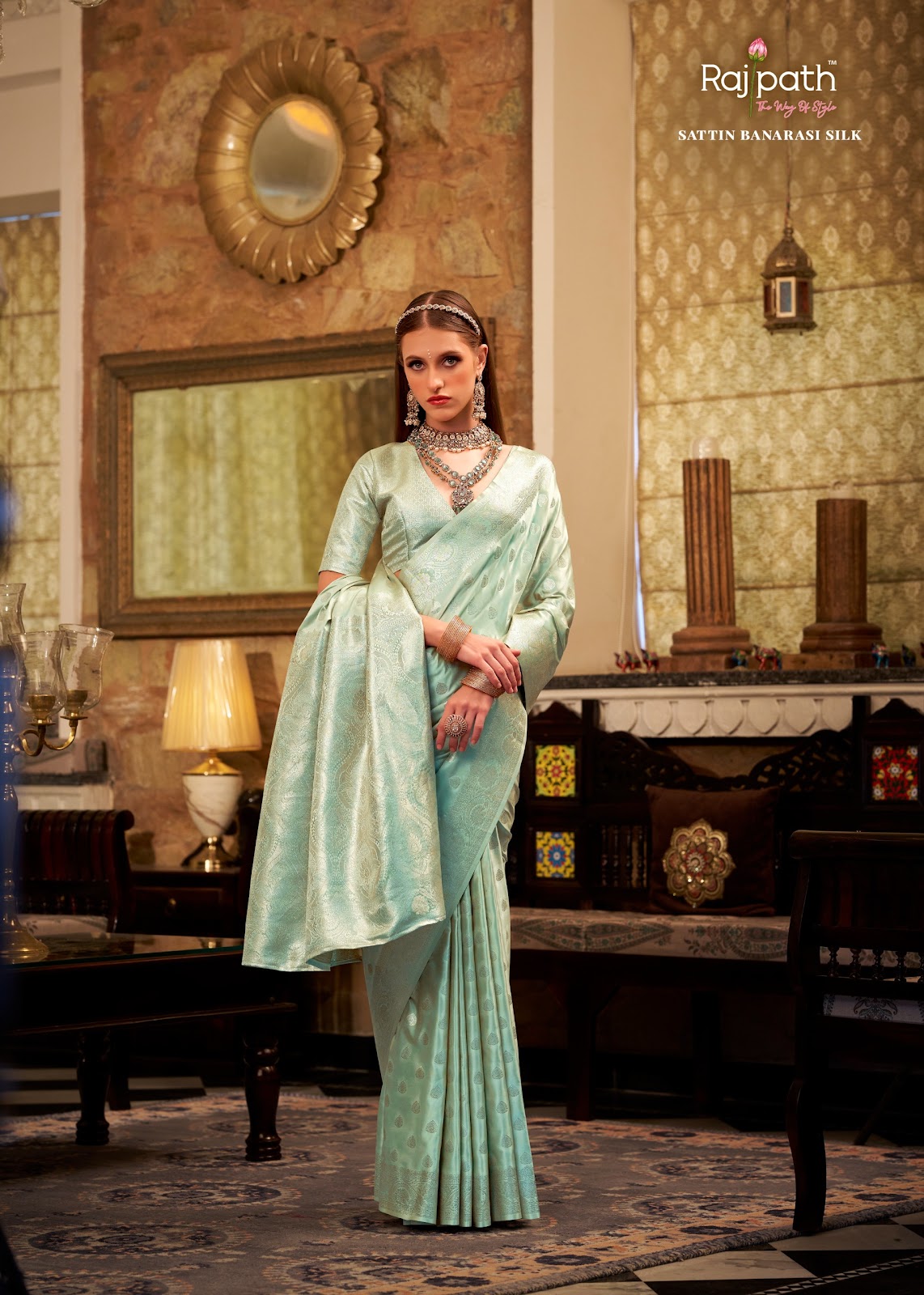 Shella Gold Rajpath Satin Silk Sarees Exporter Gujarat