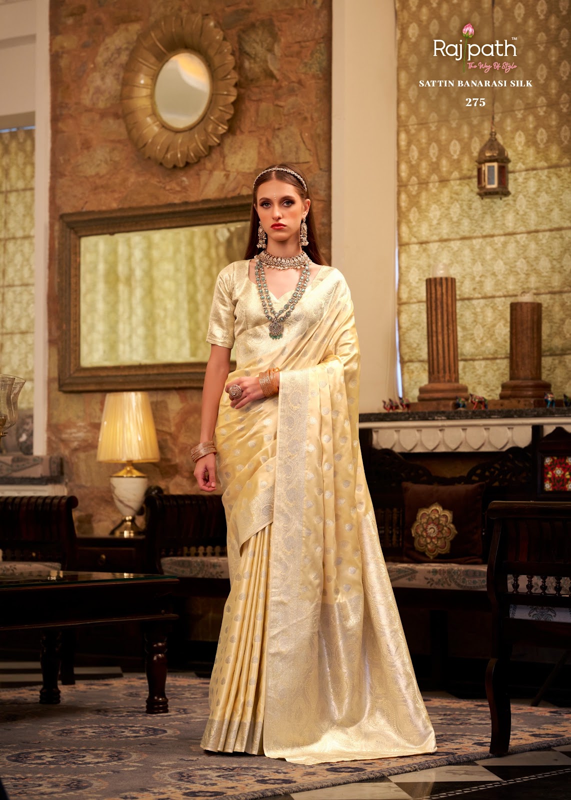 Shella Gold Rajpath Satin Silk Sarees Exporter Gujarat