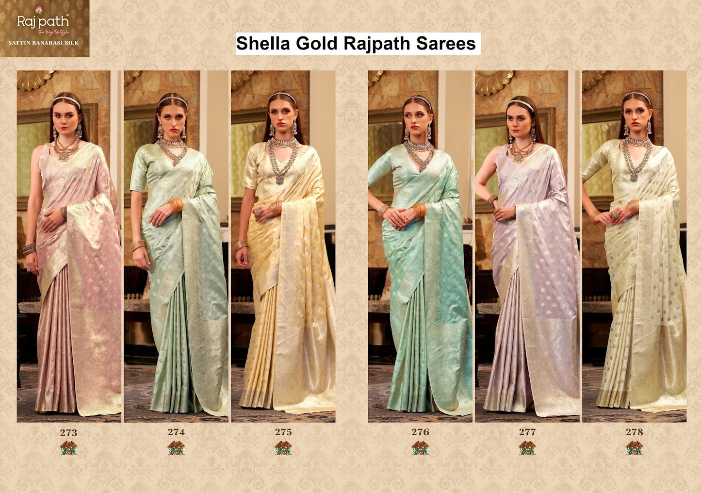 Shella Gold Rajpath Satin Silk Sarees Exporter Gujarat