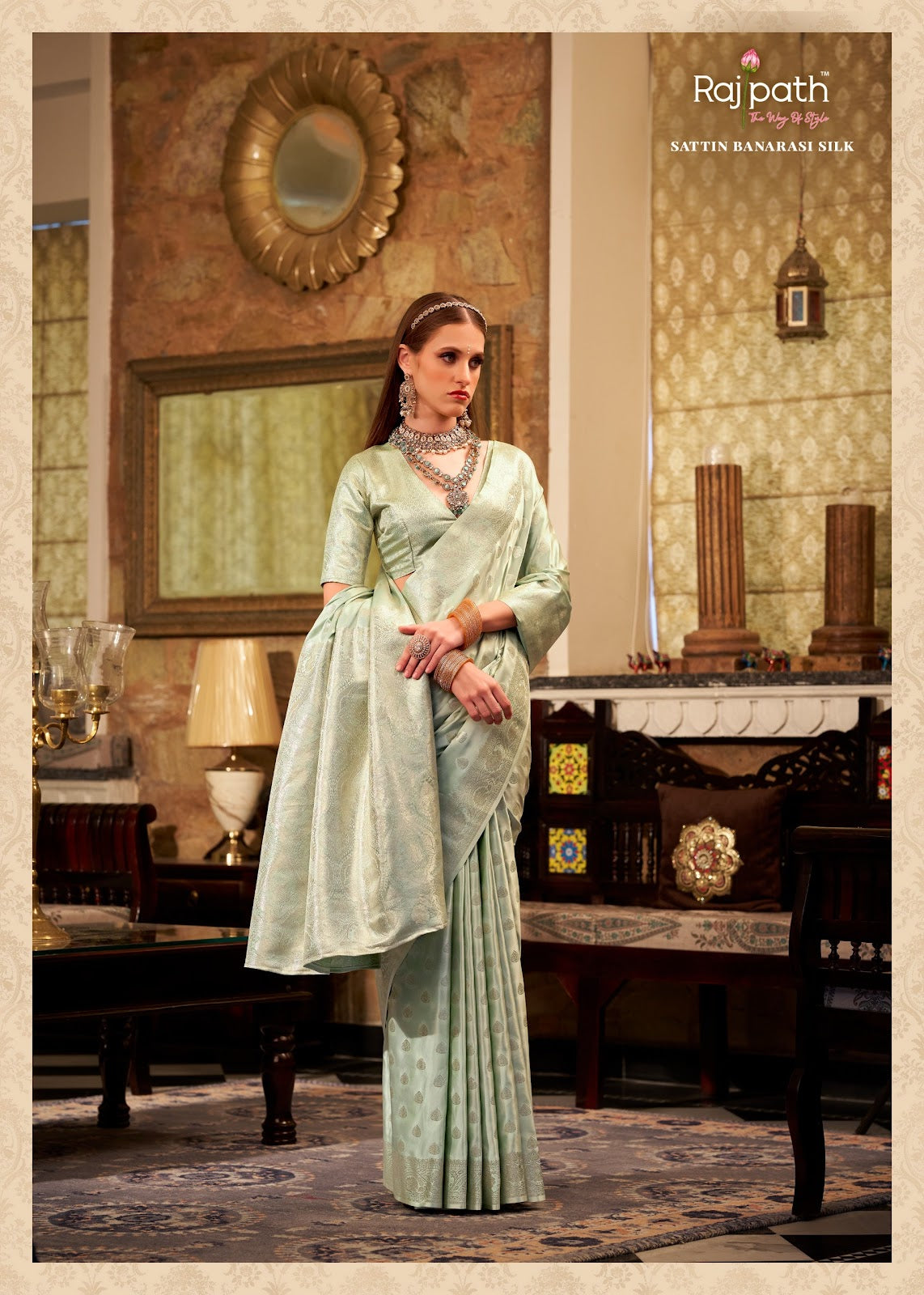 Shella Gold Rajpath Satin Silk Sarees Exporter Gujarat