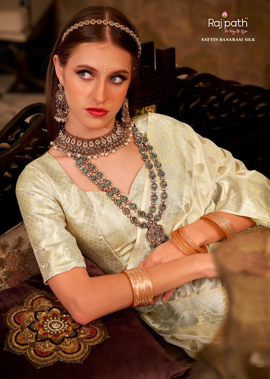 Shella Gold Rajpath Satin Silk Sarees Exporter Gujarat
