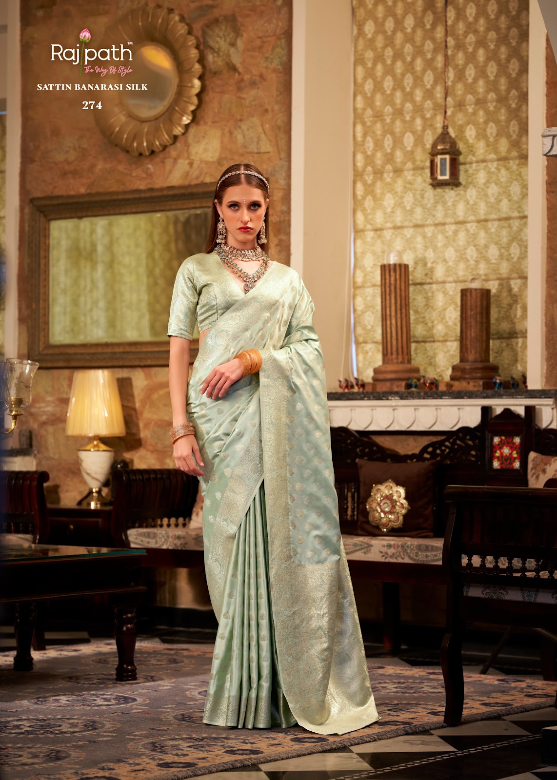 Shella Gold Rajpath Satin Silk Sarees Exporter Gujarat