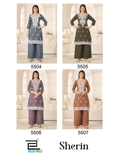 Sherin Blue Hills Rayon 14Kg Kurti Plazzo Set Manufacturer India