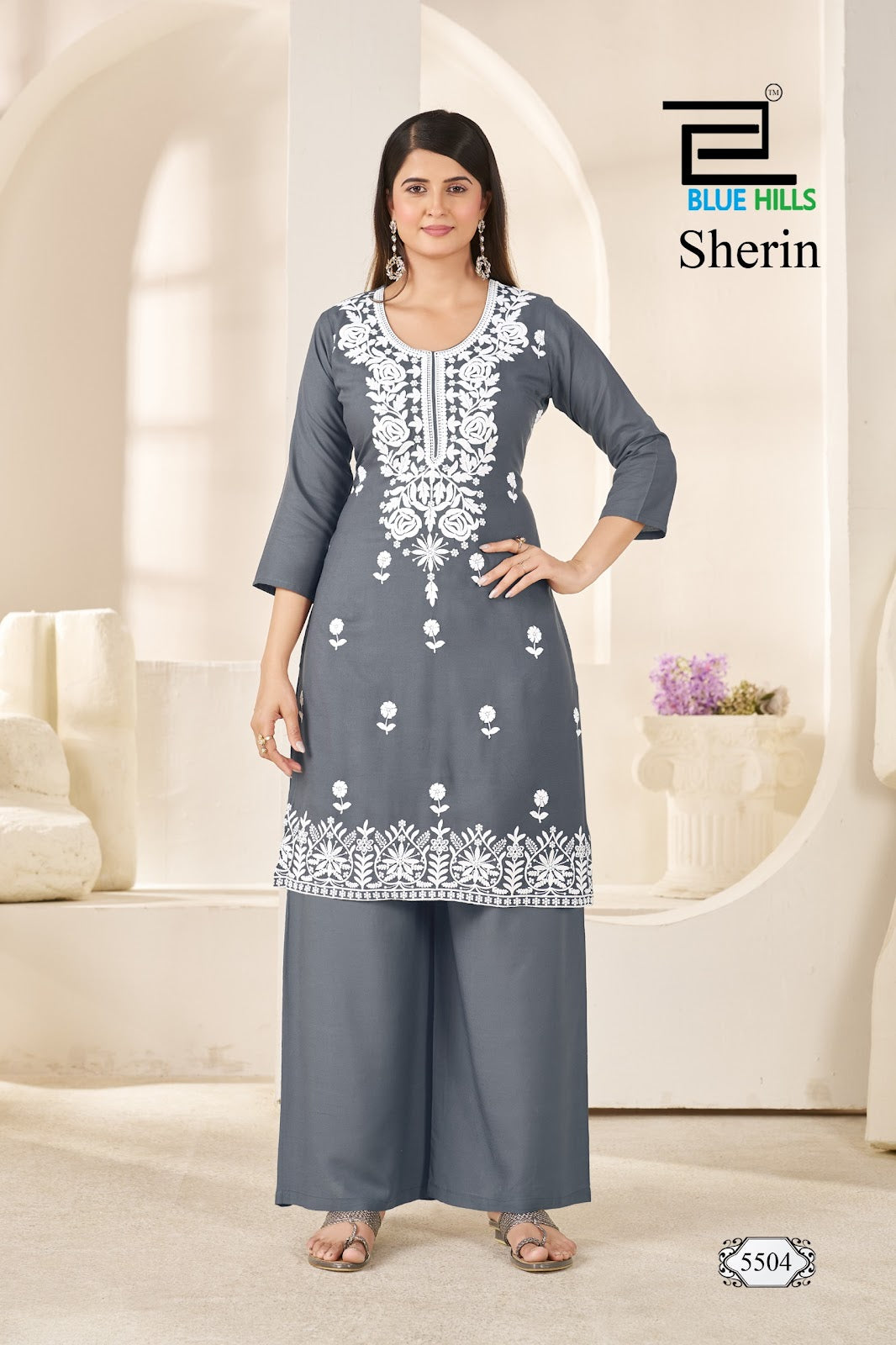 Sherin Blue Hills Rayon 14Kg Kurti Plazzo Set Manufacturer India