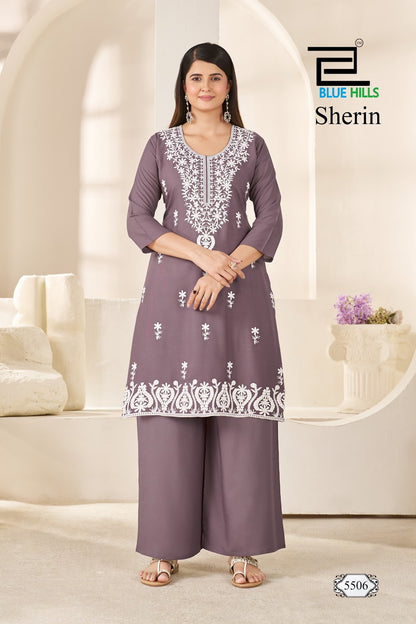 Sherin Blue Hills Rayon 14Kg Kurti Plazzo Set Manufacturer India