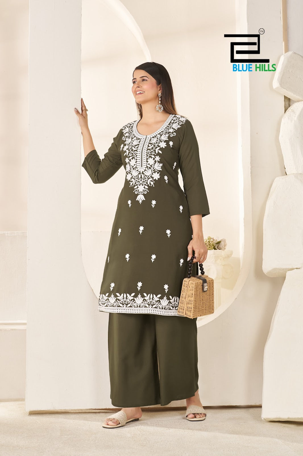 Sherin Blue Hills Rayon 14Kg Kurti Plazzo Set Manufacturer India