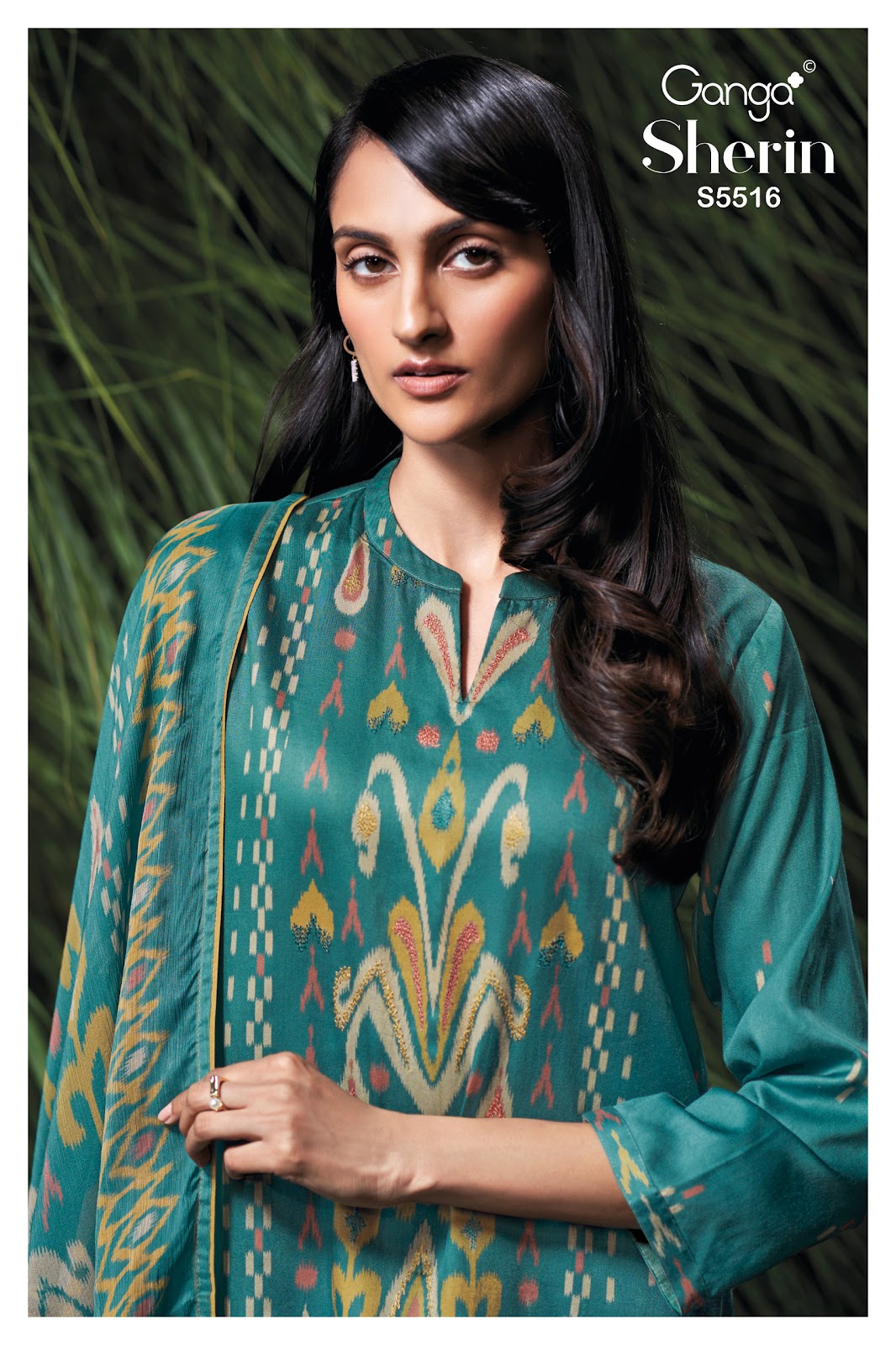 Sherin S5516 Ganga Cotton Satin Pant Style Suits Manufacturer Gujarat