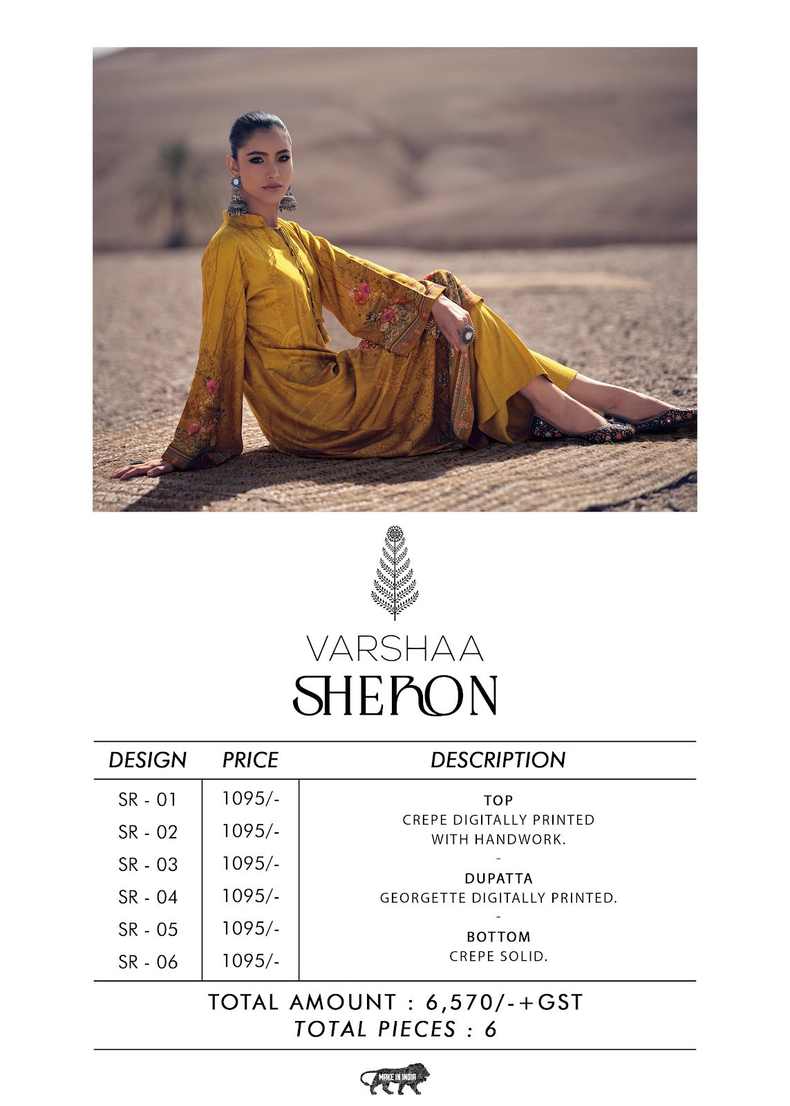 Sheron Varshaa Crape Plazzo Style Suits Manufacturer Ahmedabad