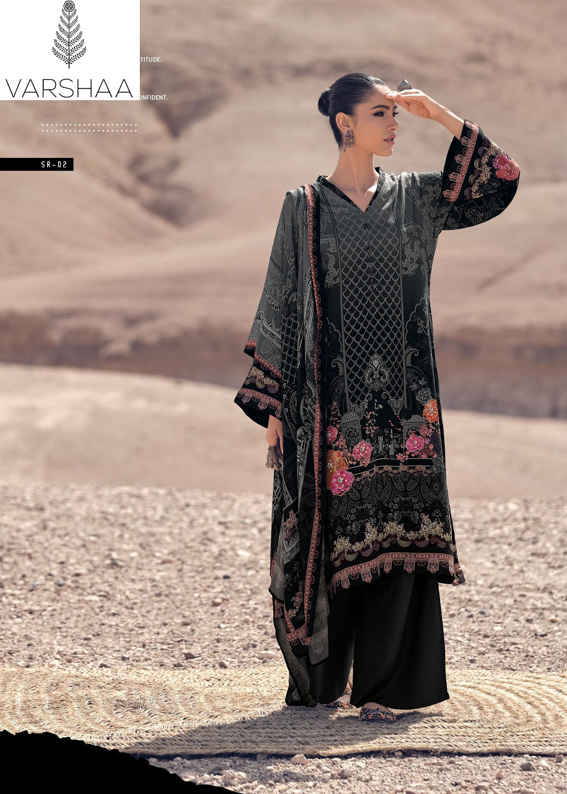 Sheron Varshaa Crape Plazzo Style Suits Manufacturer Ahmedabad