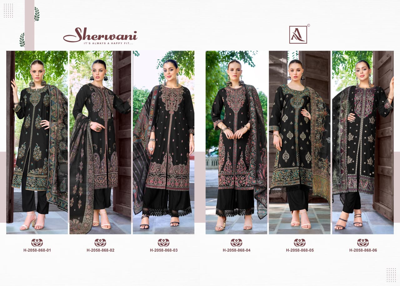 Sherwani Alok Cambric Cotton Karachi Salwar Suits Wholesale Price