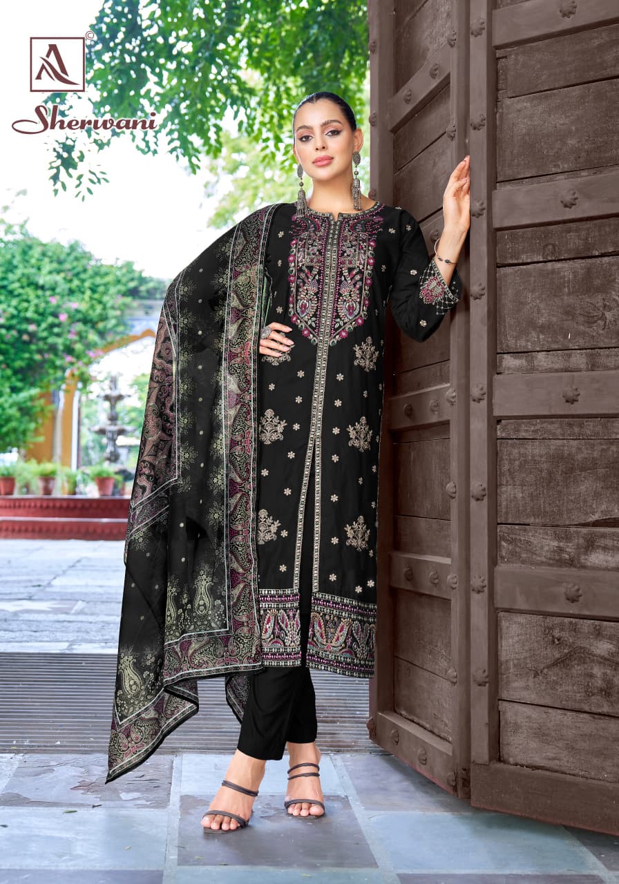 Sherwani Alok Cambric Cotton Karachi Salwar Suits Wholesale Price