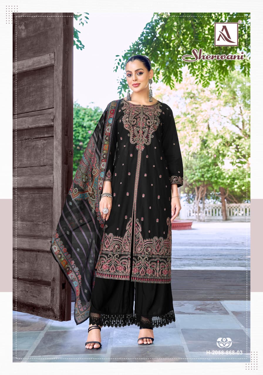 Sherwani Alok Cambric Cotton Karachi Salwar Suits Wholesale Price