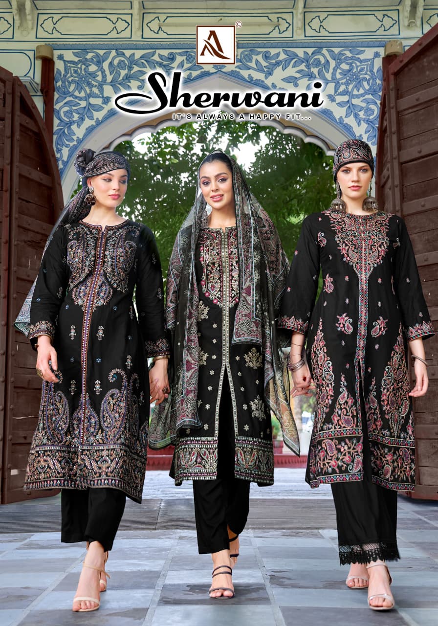Sherwani Alok Cambric Cotton Karachi Salwar Suits Wholesale Price