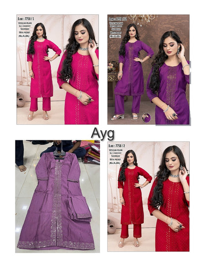 Sherwani Style 1308 Ayg Vetican Kurti Pant Set Wholesale Rate