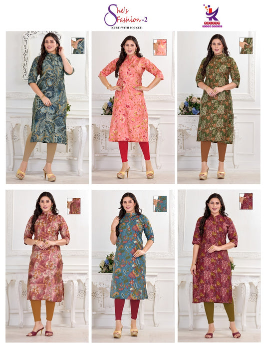 Shes Fashion 2 Mlm Kalash Lifestyle Muslin Kurti With Pocket Supplier Gujarat